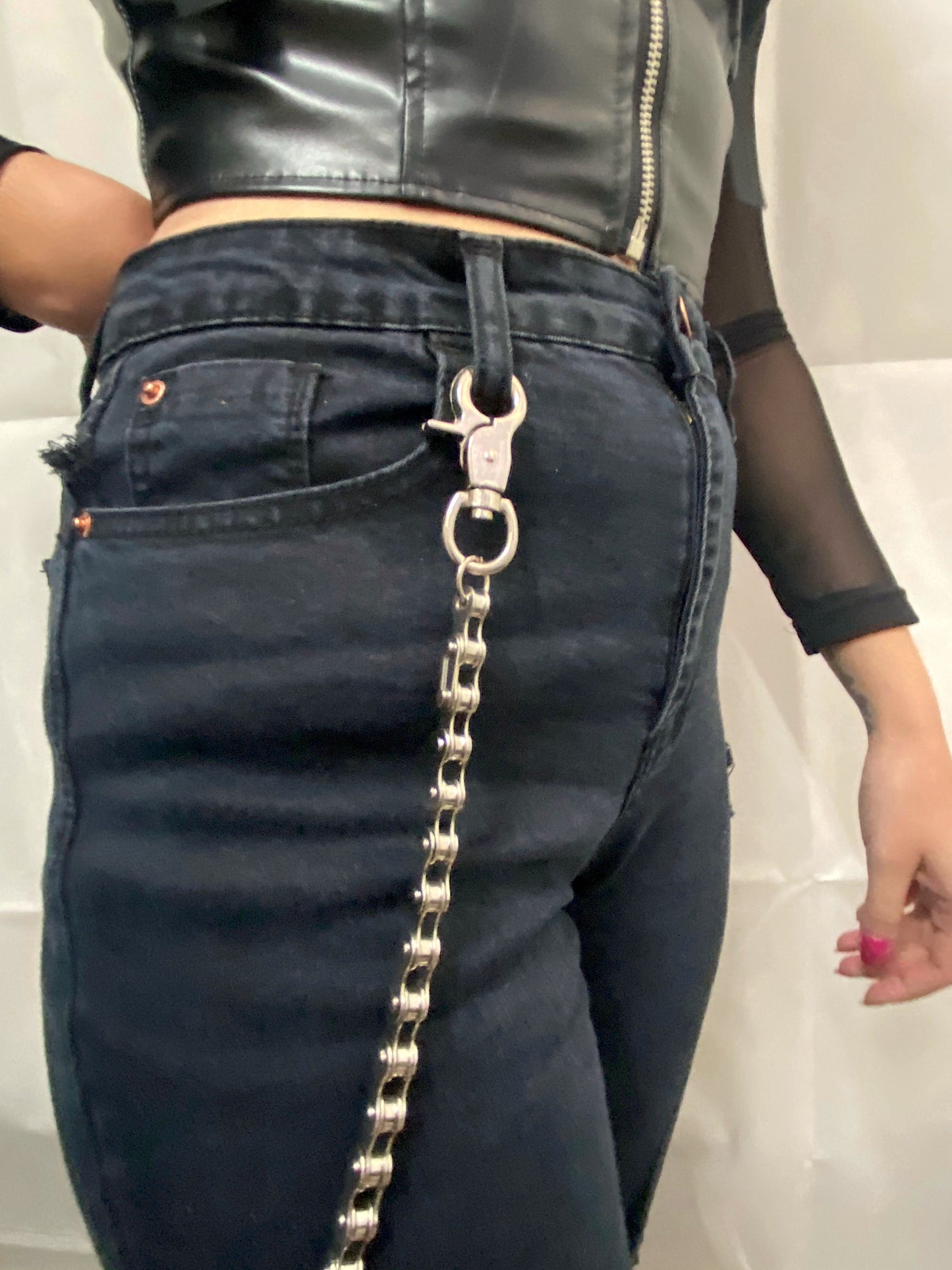 Silver Bike Chain Wallet Chain