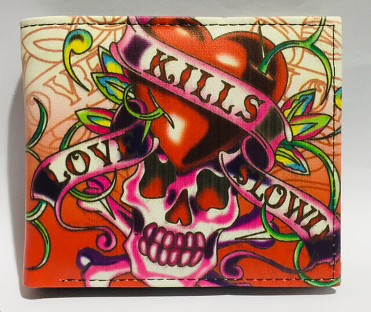 Wallet Love Kills Slowly Skull Red