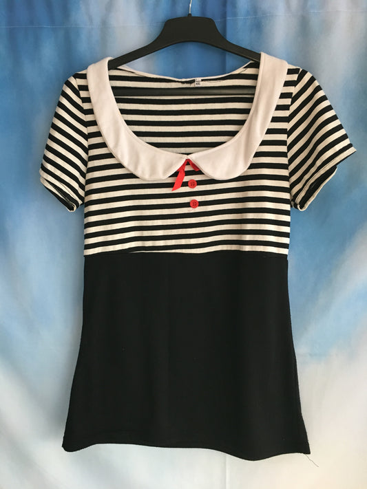 Black and White Striped Sailor Top