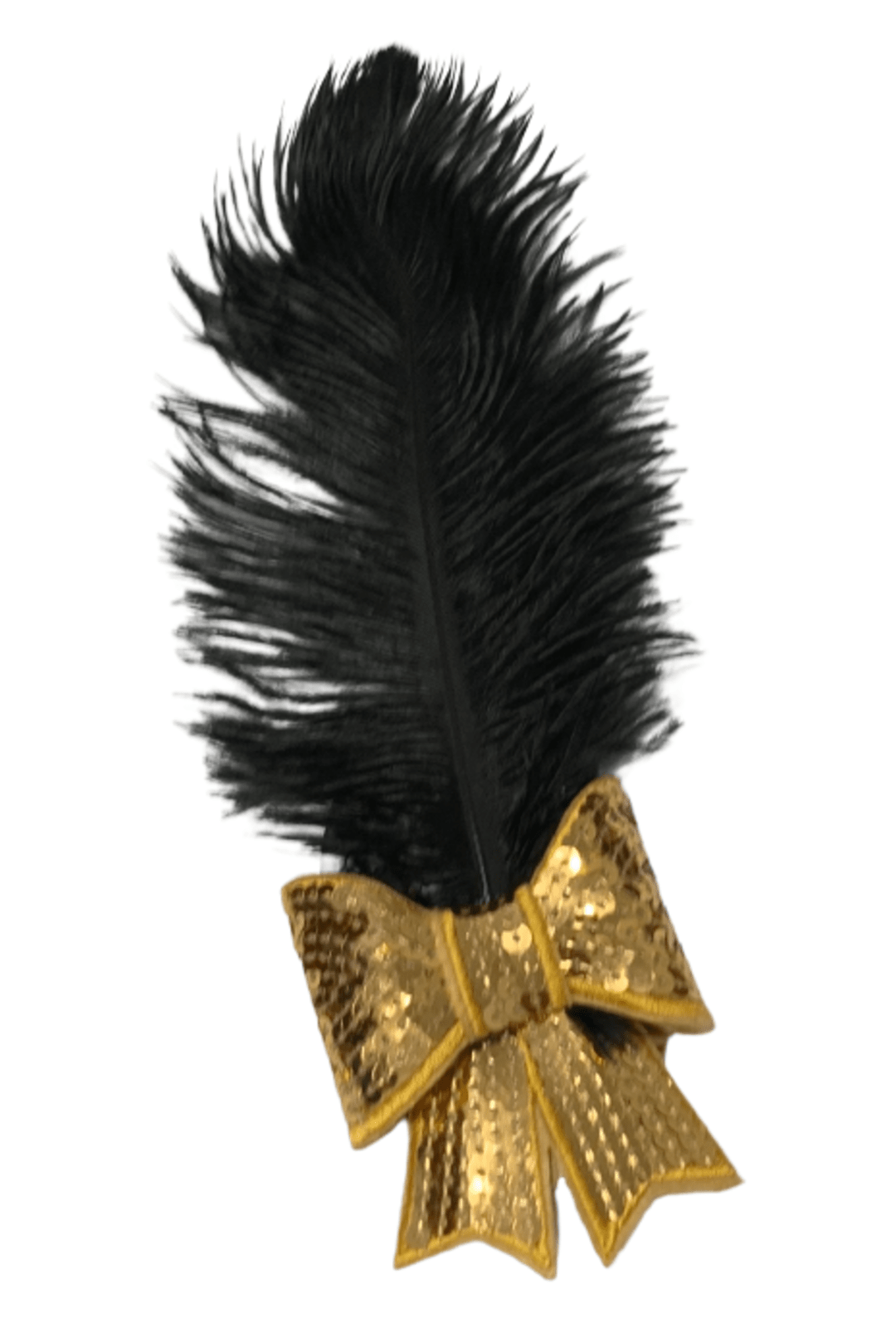 Gold Sequined Feathered Hair Bow