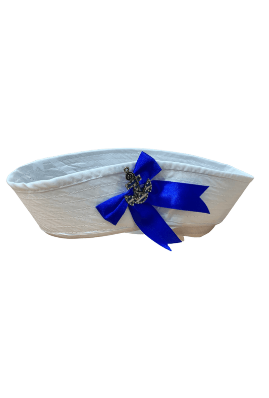 White Sailor Gob Cap with anchor and bow