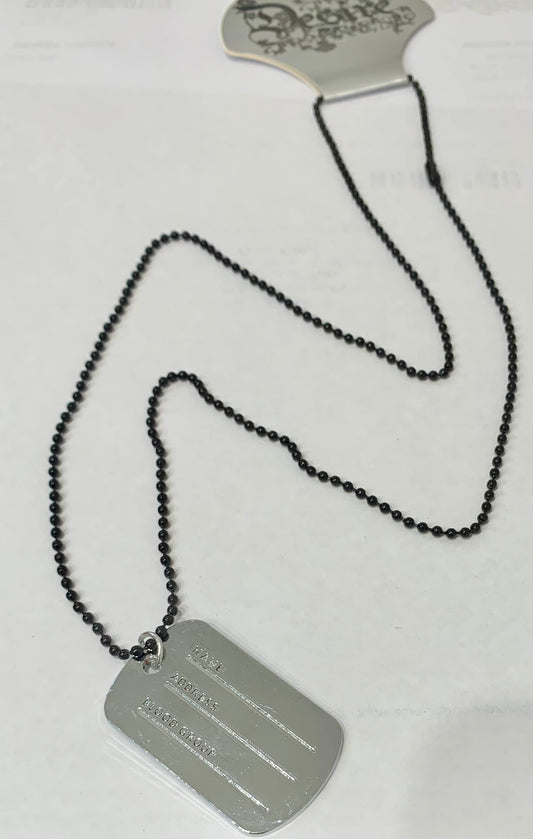 Dog Tag on Black Chain Necklace