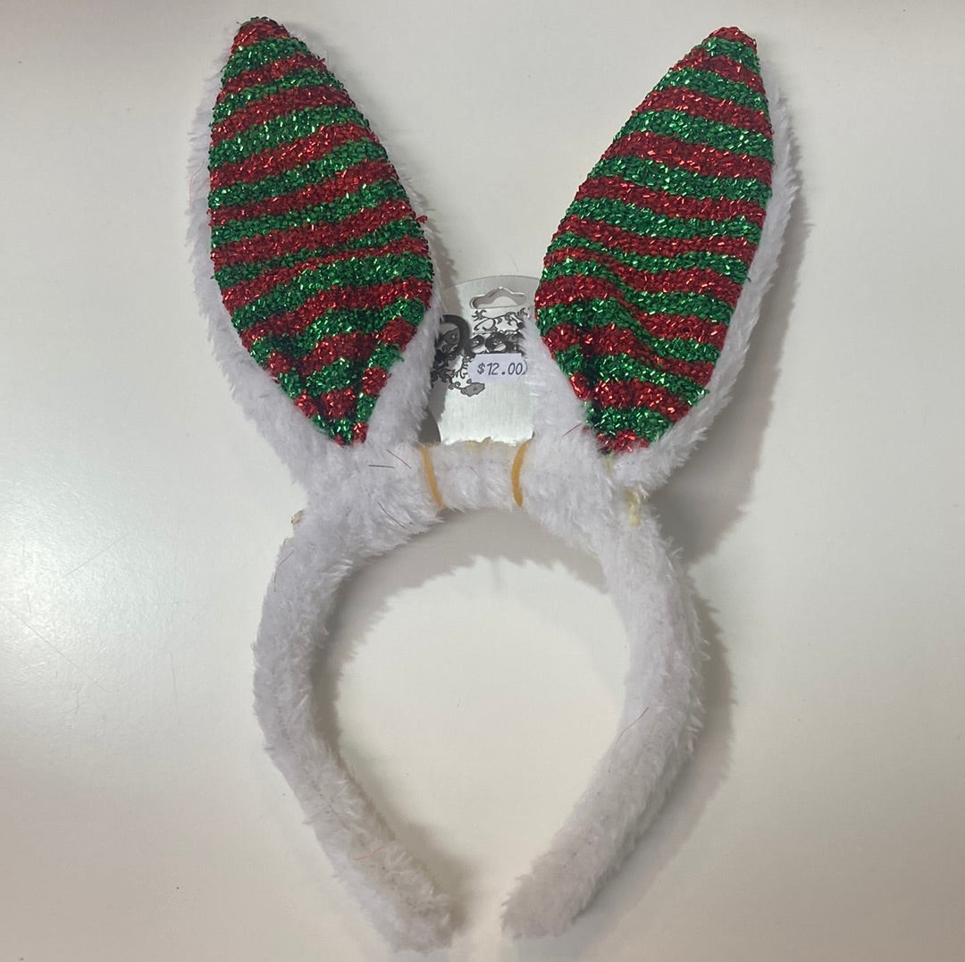 Green and Red Striped Bunny Ears