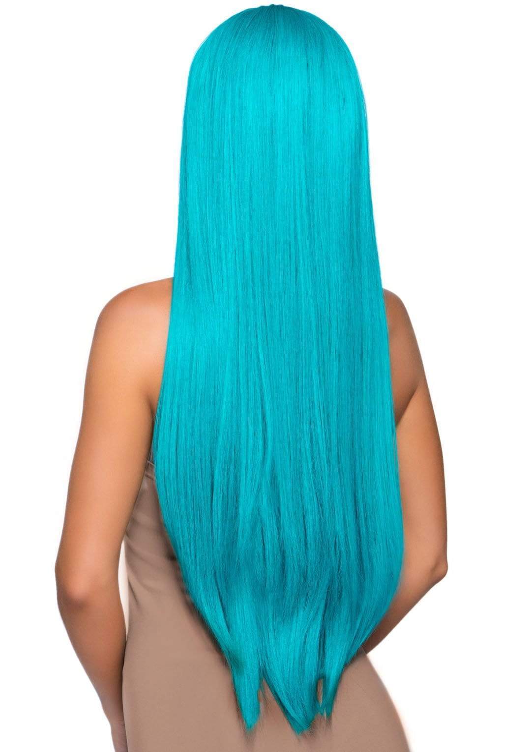 Long Straight Turquoise Deluxe Wig