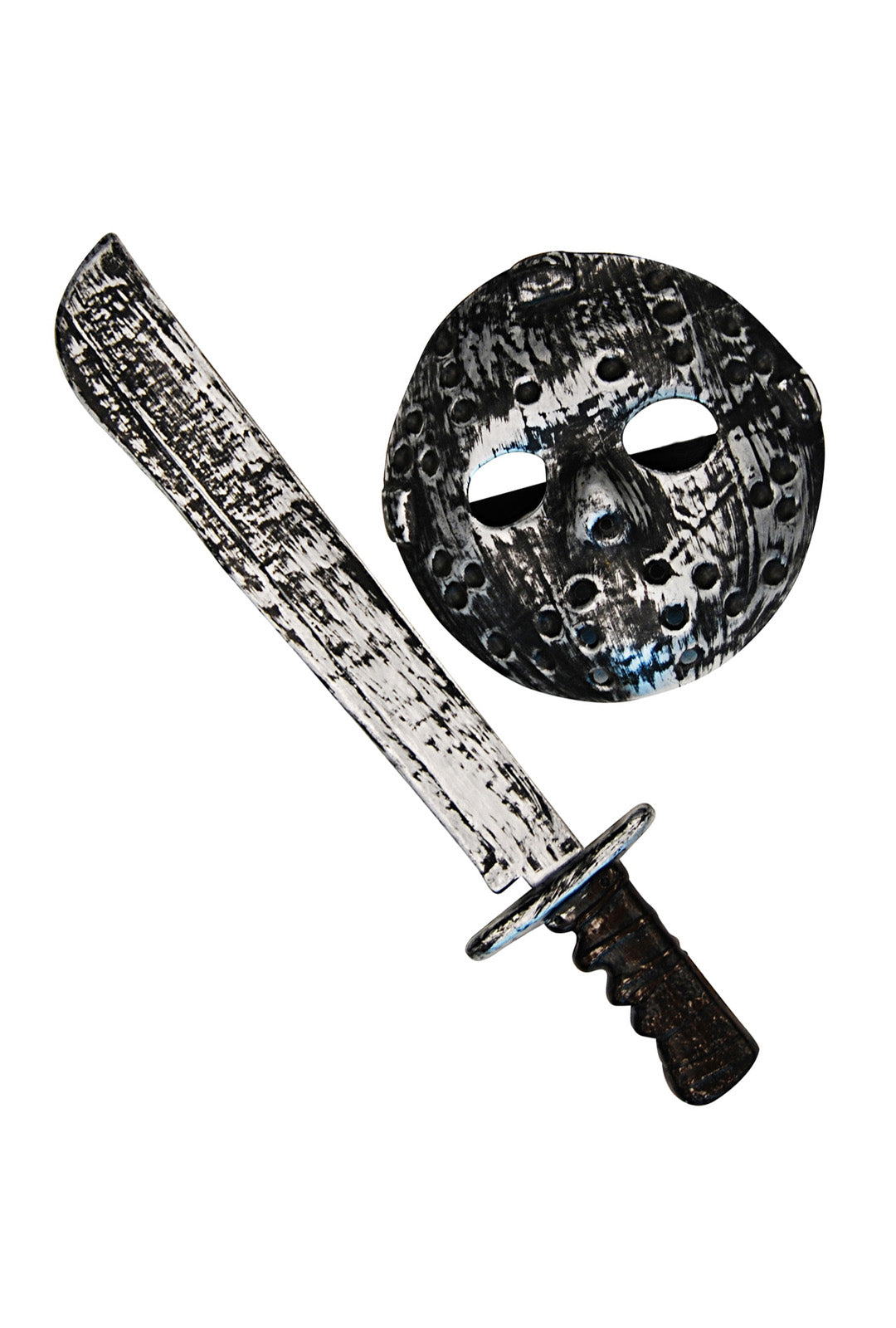 Silver Hockey Mask & Machete Set
