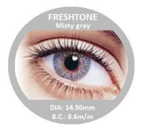 Freshtone Misty Gray Colour Contact Lenses – Natural-Looking, Soft & Comfortable, Ideal for Dark Eyes. Easy to Apply, Valid for 3 Months from Opening. Buy 2 Pairs & Get 30% Off – Express Shipping Australia-Wide