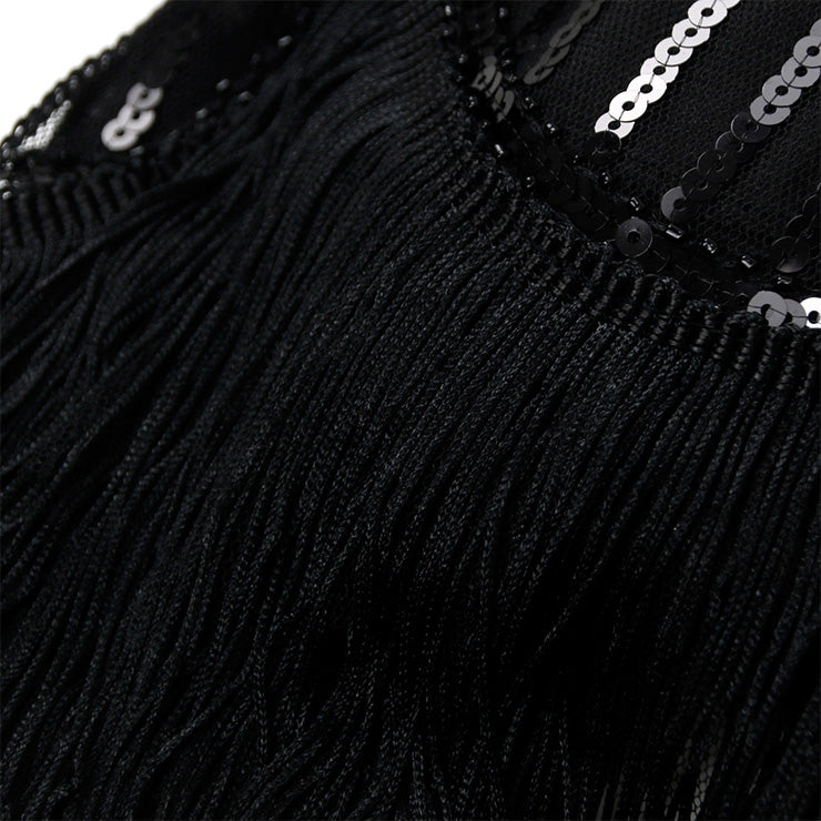 Elegant Black Beaded Gatsby Dress