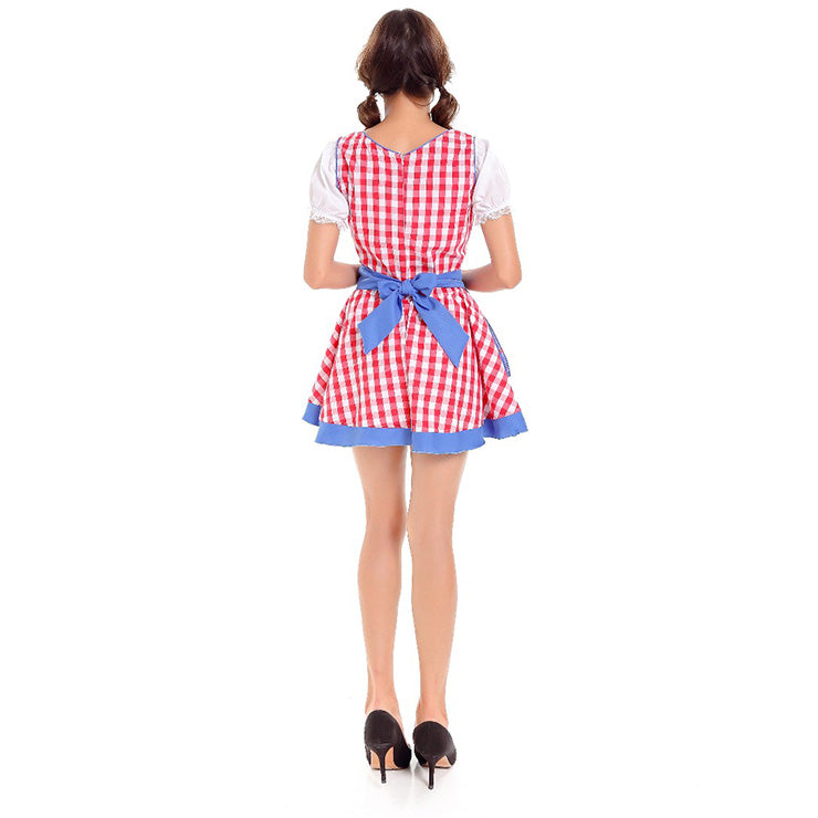 Red and Blue Checked Oktoberfest Dirndl OCW48