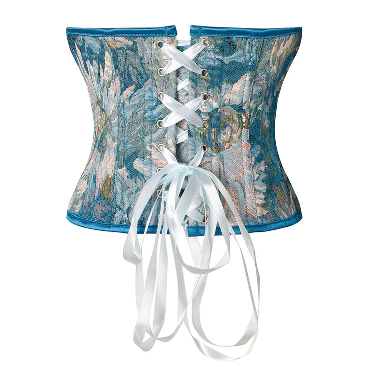 Blue Floral Overbust Corset