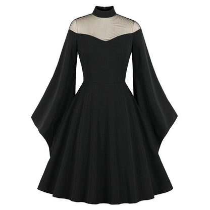 Black Gothic Bell Sleeve Dress