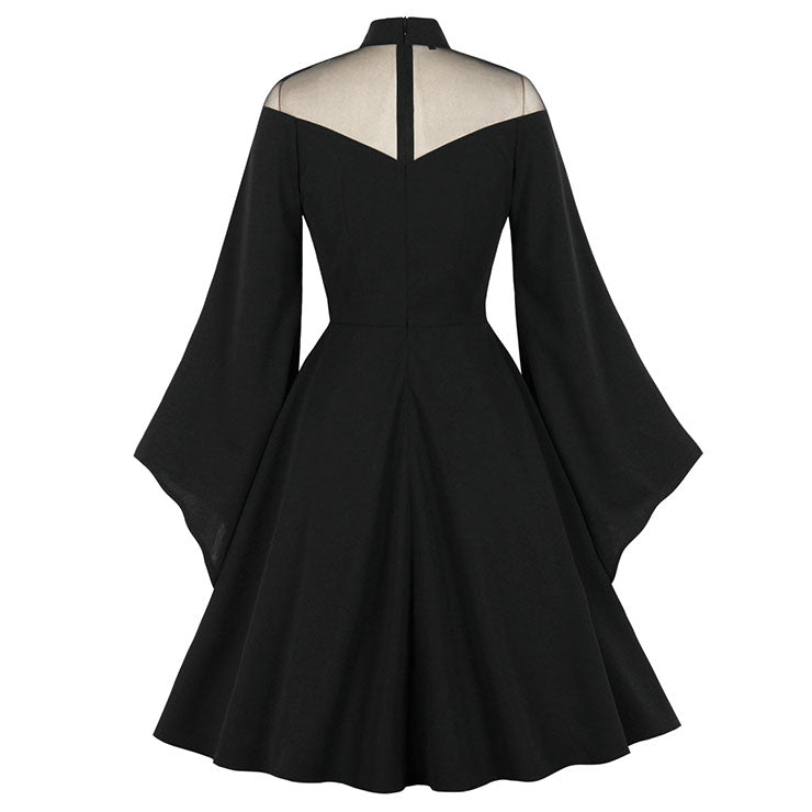 Black Gothic Bell Sleeve Dress