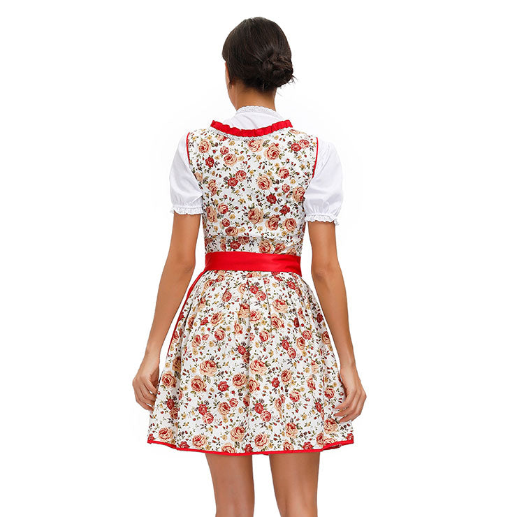 Red Flirty Floral Bavarian Beer Maid OCW122