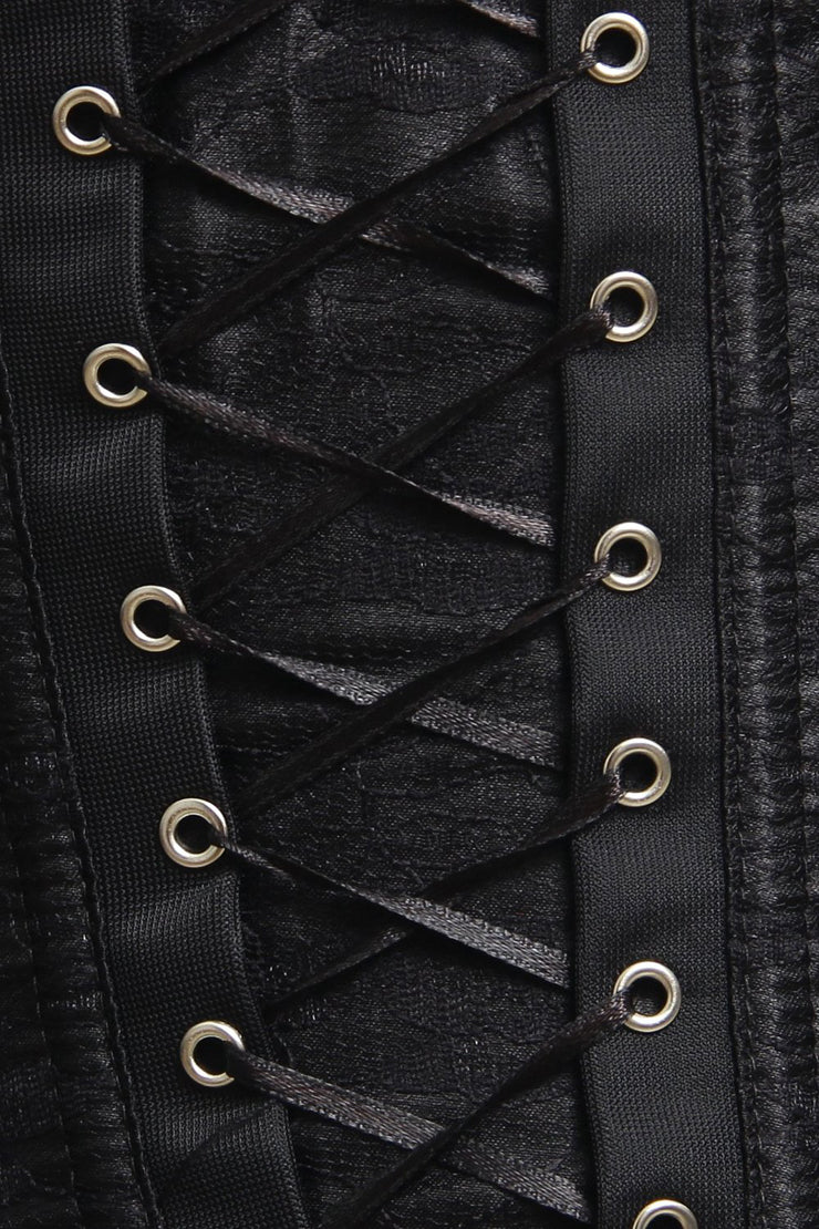 Black Lace-Up Front Overbust Corset