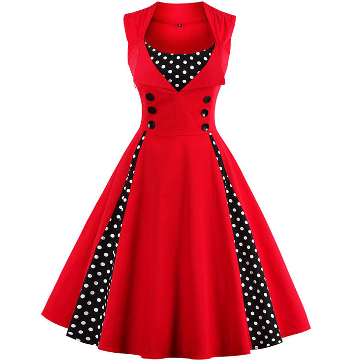 Red Polka Dot 1950's Swing Dress Hurly-Burly Red Polka Dot 1950's Swing Dress Hurly-Burly