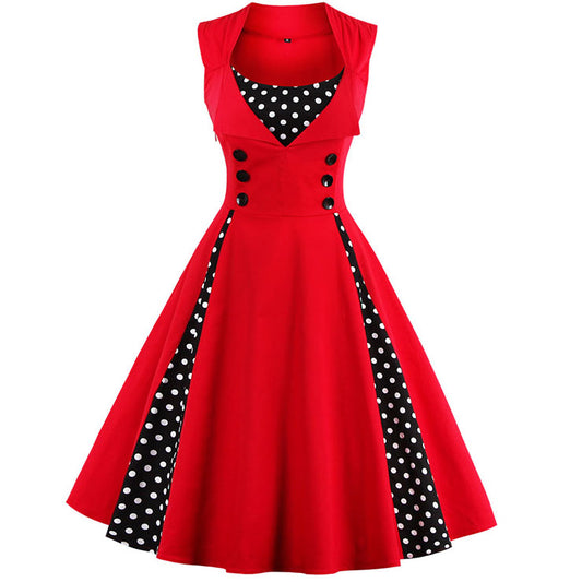 Red Polka Dot 1950's Swing Dress