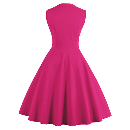 Hot Pink Polka Dot 1950's Swing Dress