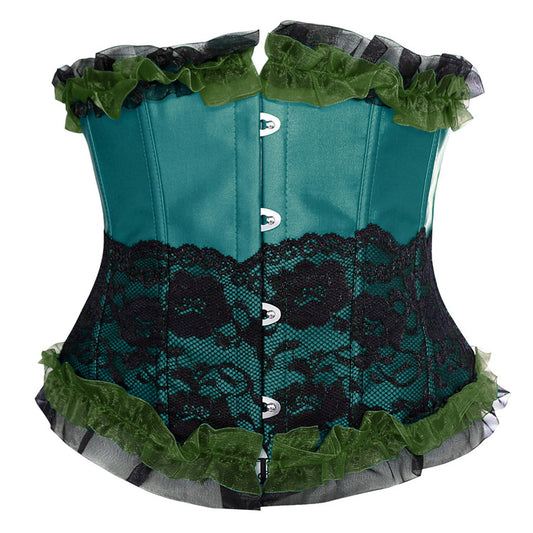 Turquoise and Black Lace Underbust