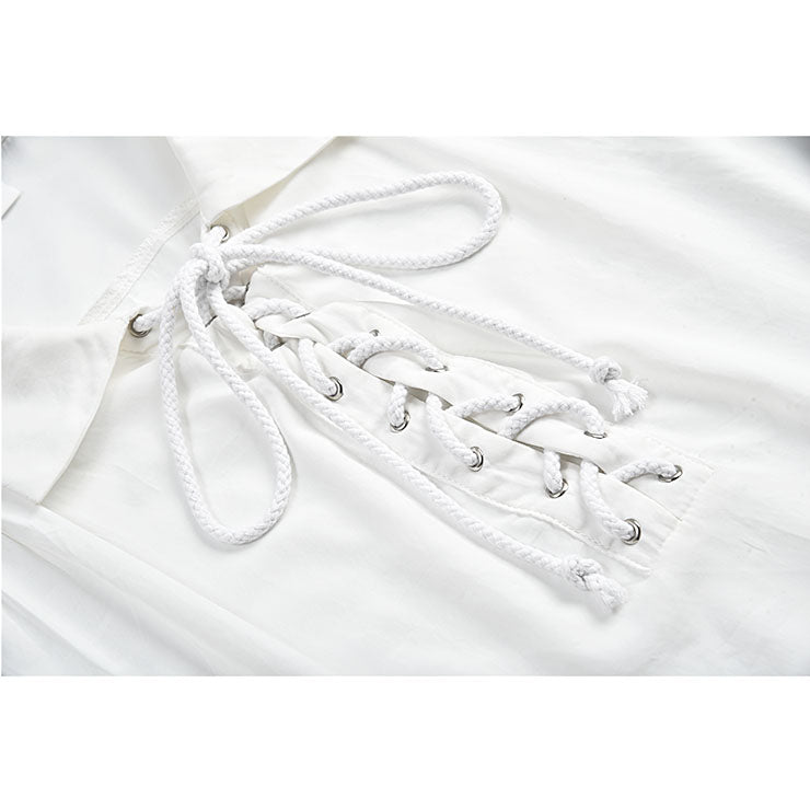 Men's White Ruffled Frill Sleeve Shirt