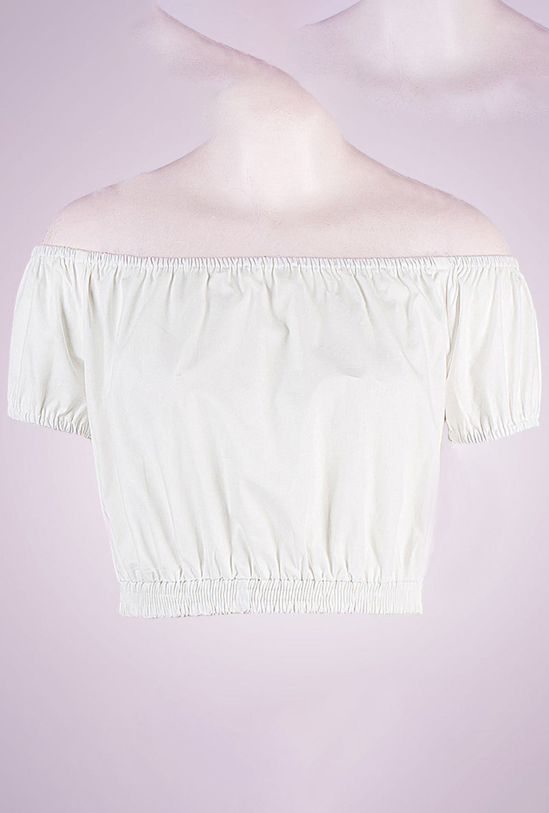 Cropped White Puffy Sleeved Top
