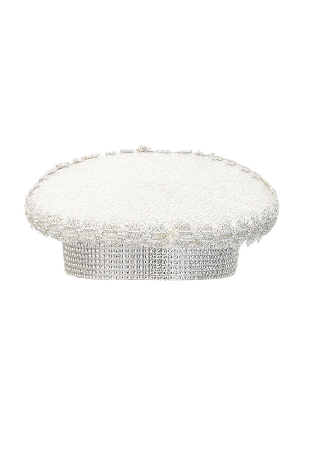 White Iridescent Sequin Bride Cap