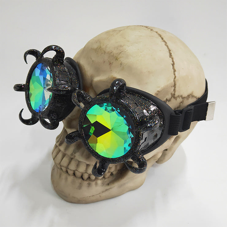 Black Kaleidoscope Goggles with Curved Spikes
