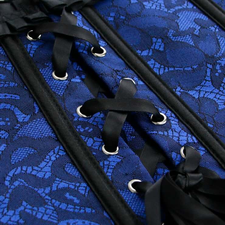Blue Lace Overlay Overbust Corset