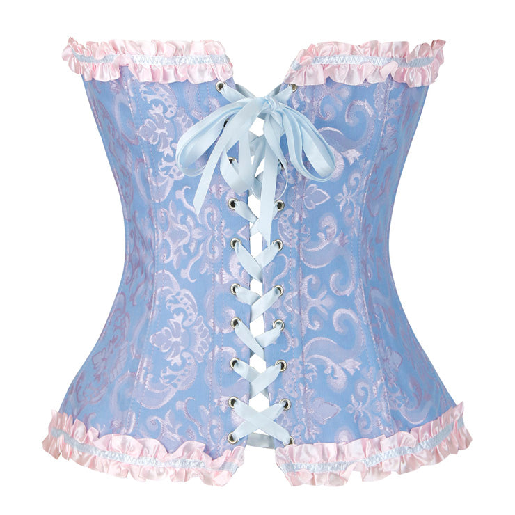 Classic Pink & Blue Overbust Corset