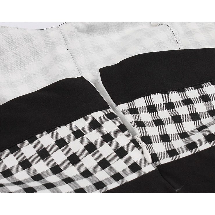 Vintage Black and White Checked Halter Dress