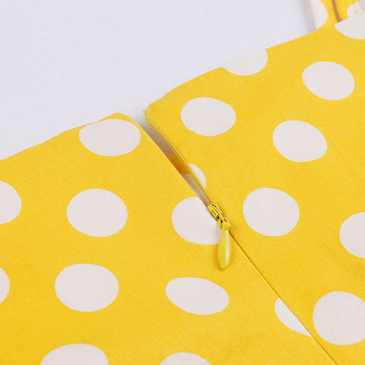 Yellow Summer Polka Dot Dress