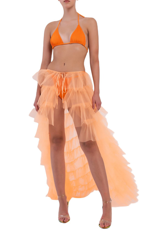 Orange Tiered Bustle Skirt