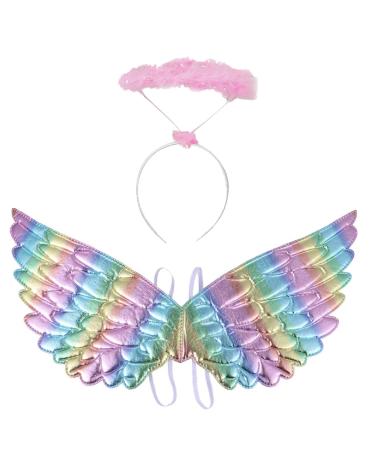 Pastel Rainbow Mini Wings with Pink Halo