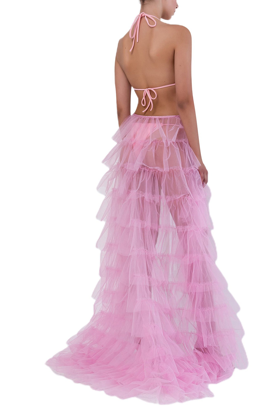 Pink Tiered Bustle Skirt