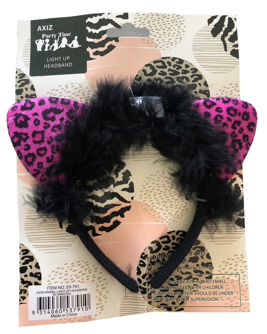 Light Up Pink Cheetah Ears Headband