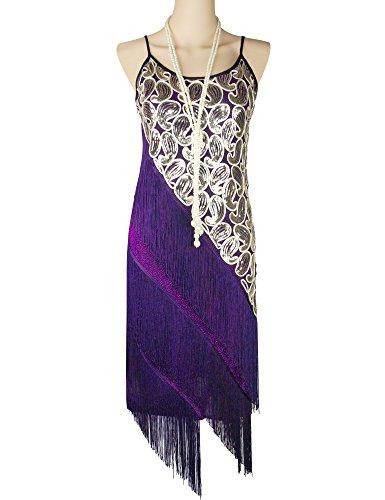 fitted lace wedding dress ZAPAKA Women Flapper Dress Dark Purple Beading Fringes 1920s Dress with  Accessories Set – ZAPAKA NZ main image 0