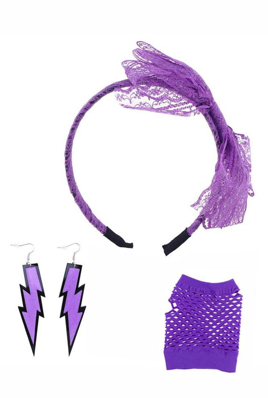 80s Neon Purple Accessory Kit