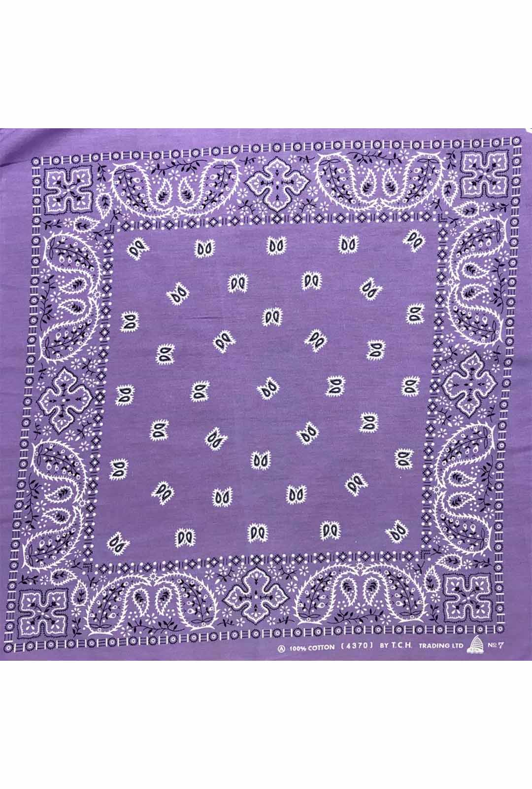 pastel purple bandana with white and black paisley print