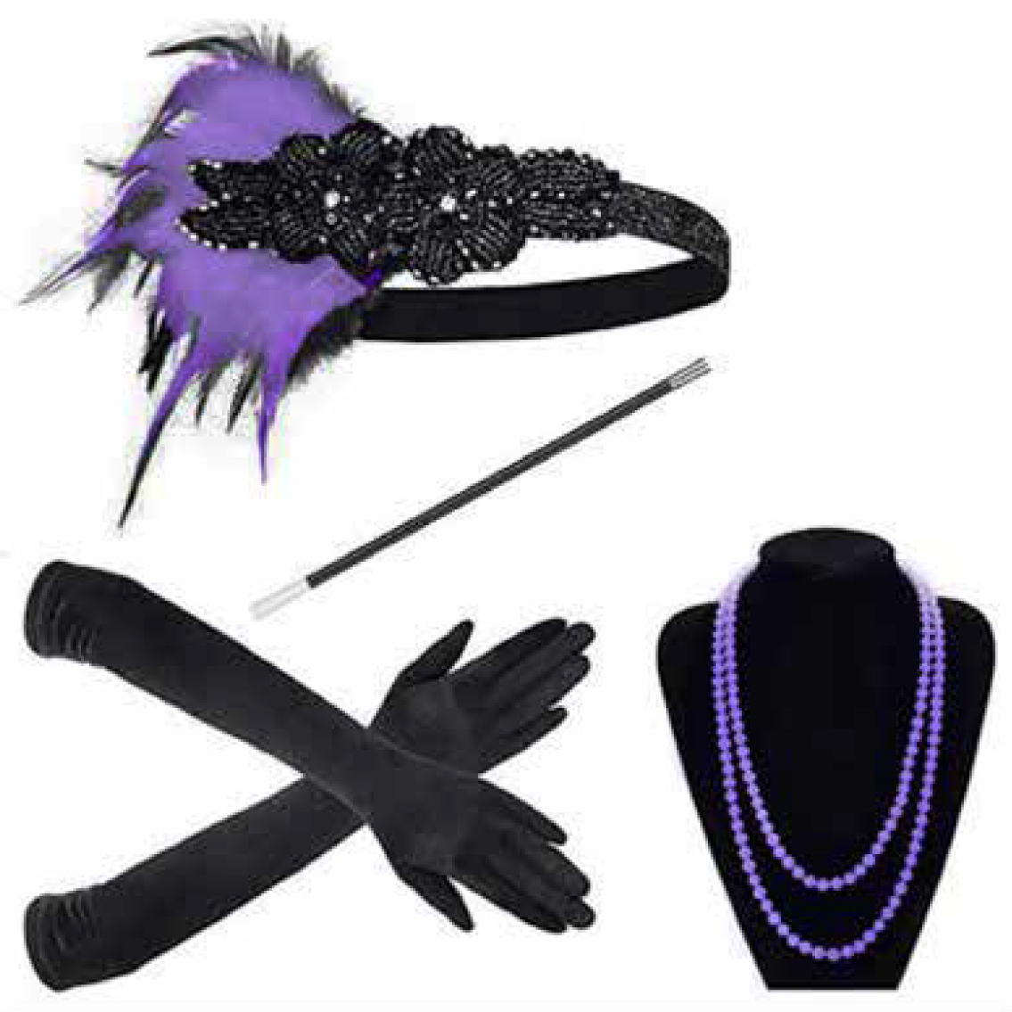 Purple 1920s Gatsby Flapper Set