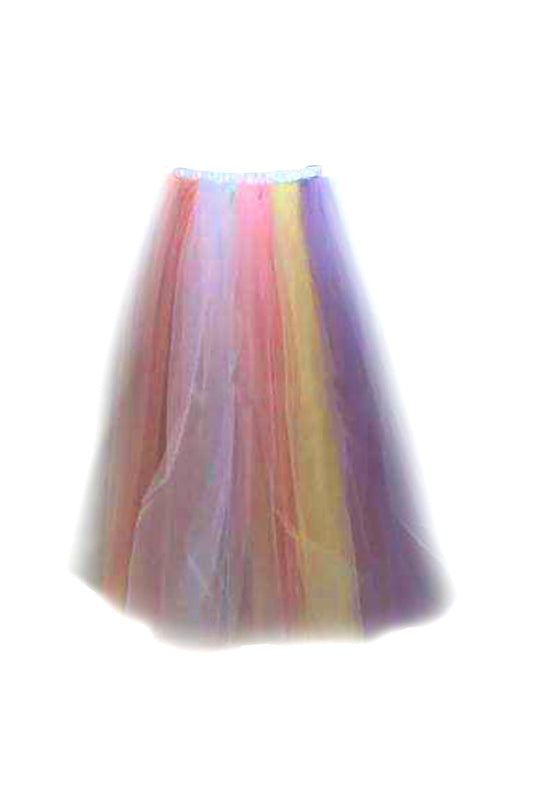 Pastel Rainbow Long Tulle Skirt