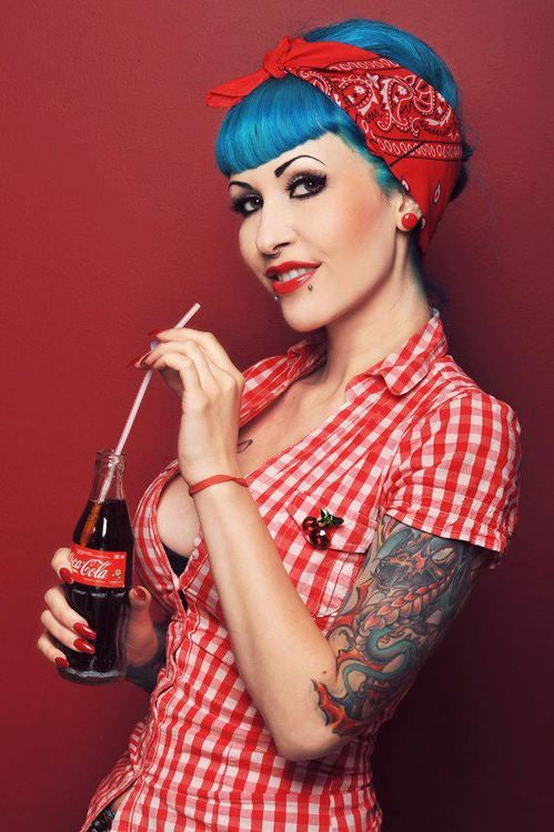 red with white paisley bandana cowboy cowgirl western rockabilly costume