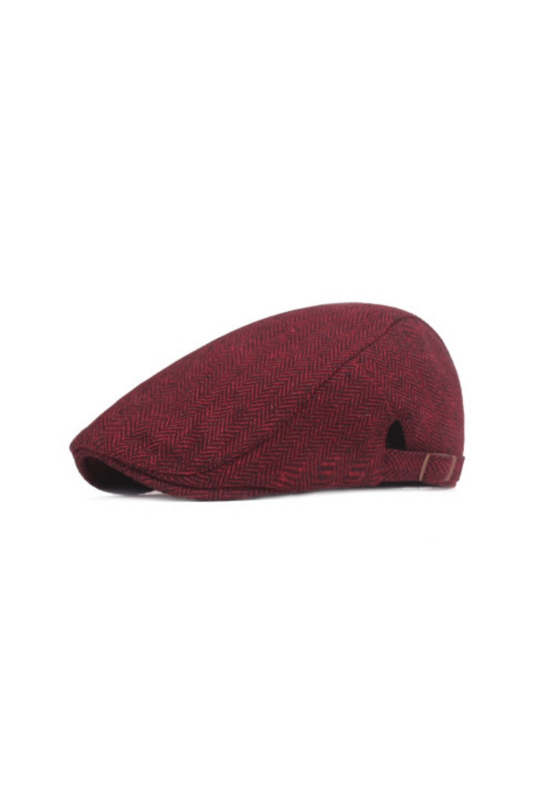 Red Herringbone Flat Cap
