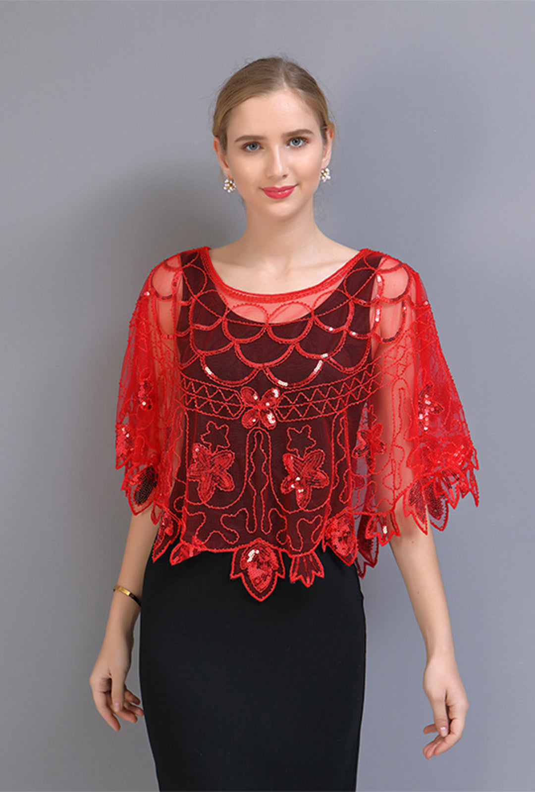 Great Gatsby Red Shawl Cape