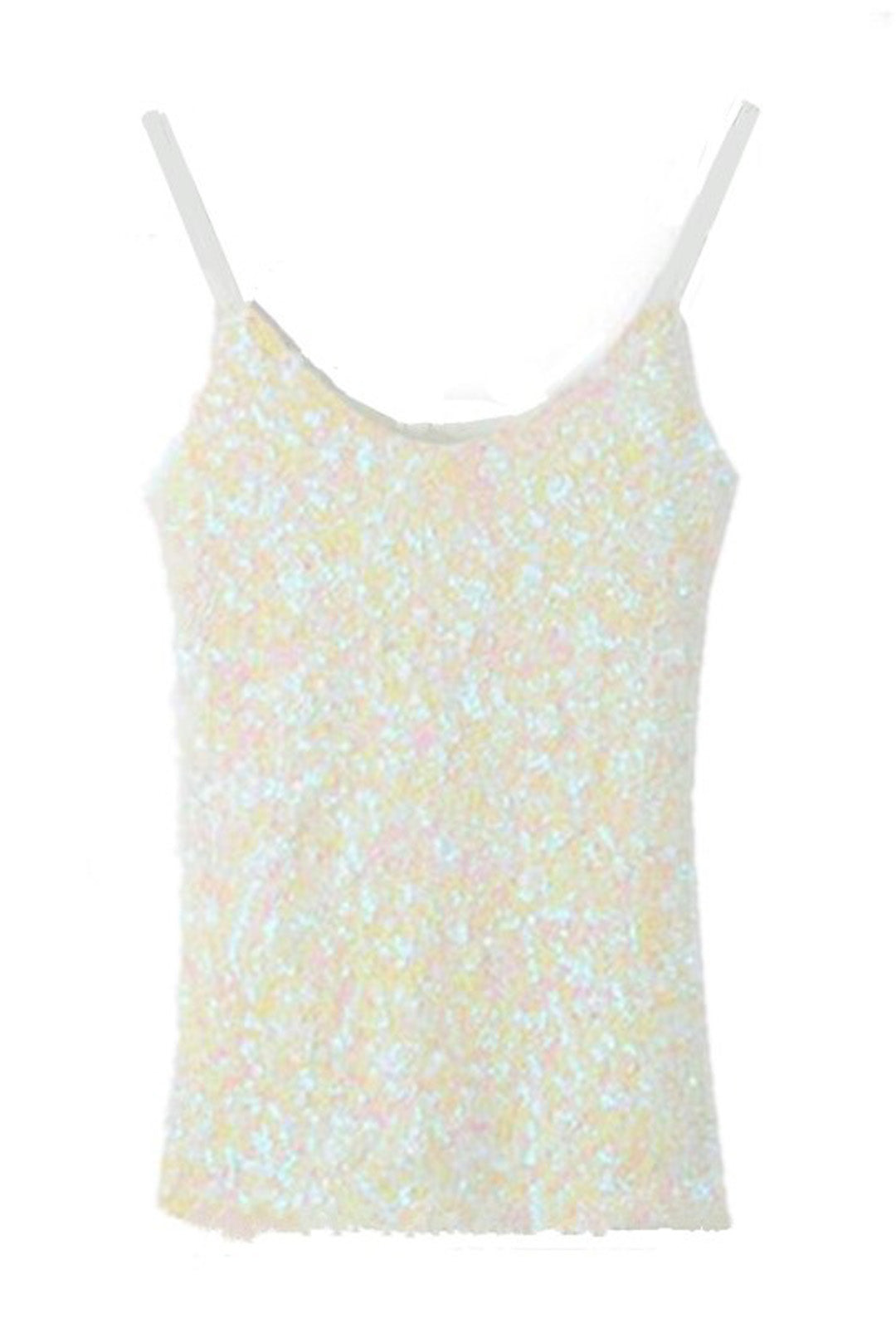 White Iridescent Sequin Tank Top