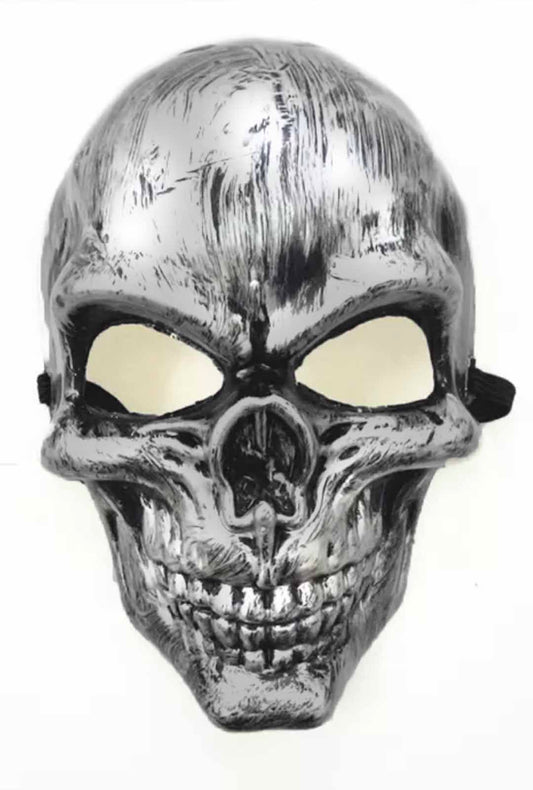 Brushed Silver Skeleton Face Skull Mask
