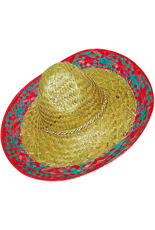 Mexican Sombrero Hat with Pink Trim