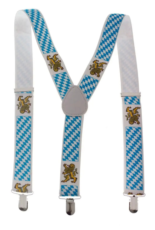Blue and White Oktoberfest Suspenders