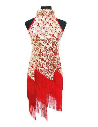 Red High Neck Sequin Paisley Fringed 1920's Dress Perth | Hurly Burly   Hurly-Burly