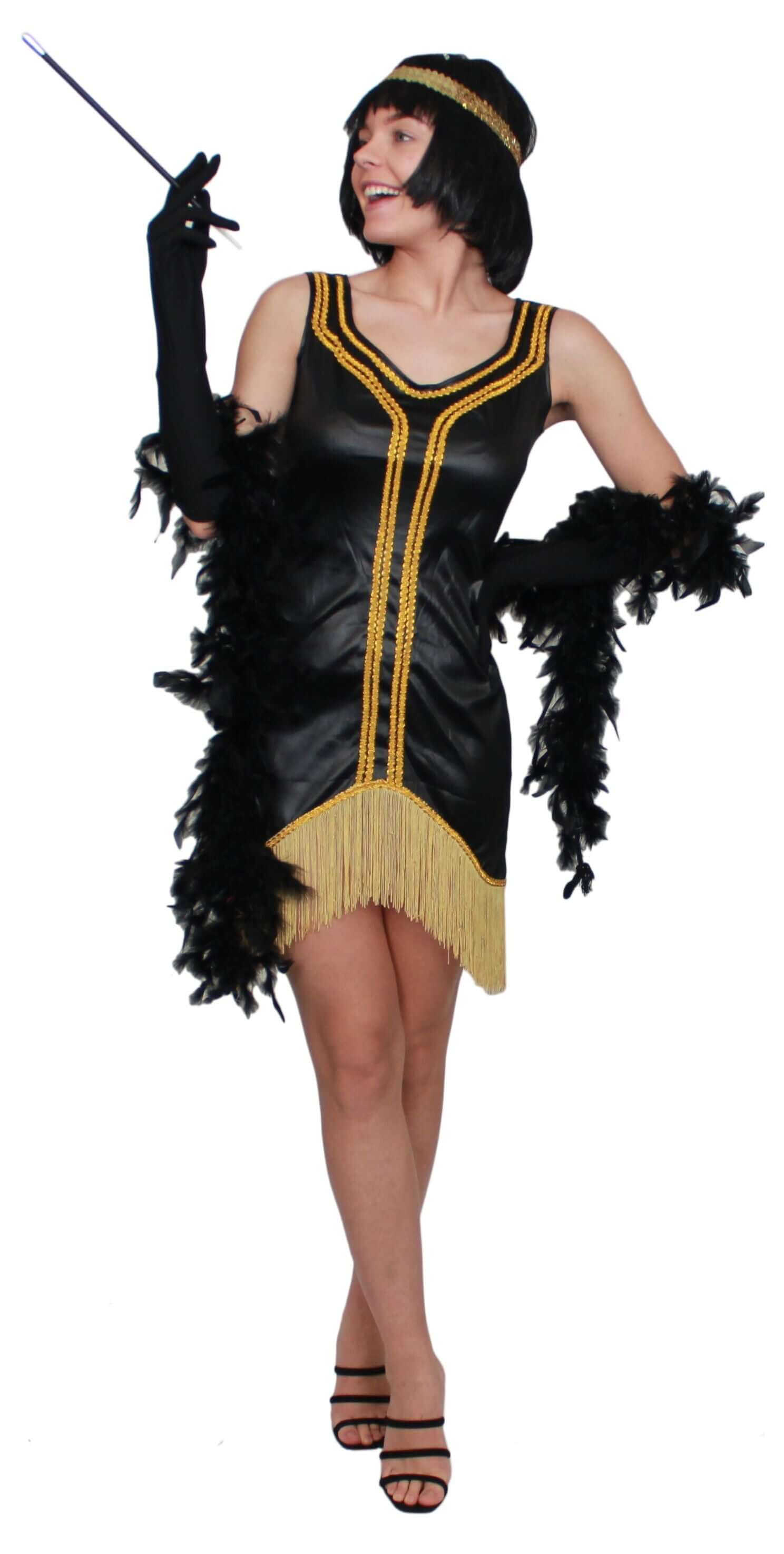 Gatsby Girl Costume Roaring 1920's Black Flapper Dress Womens