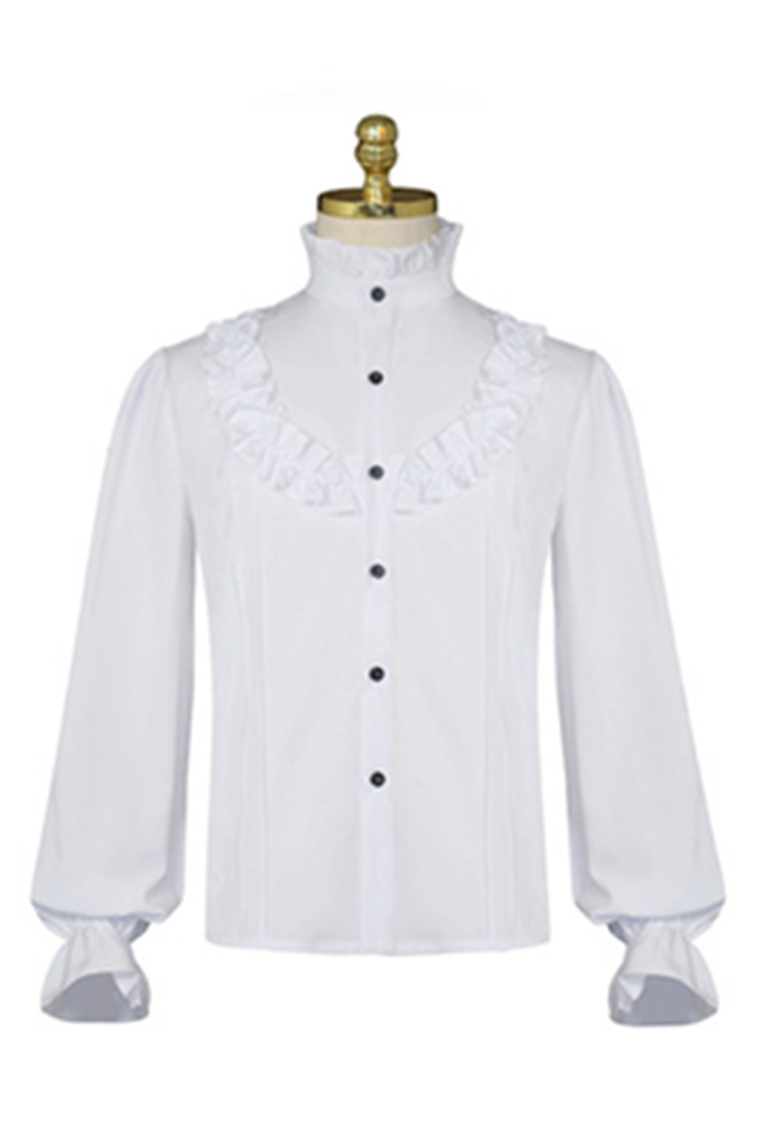 White Ruffle Neck Button Up Shirt