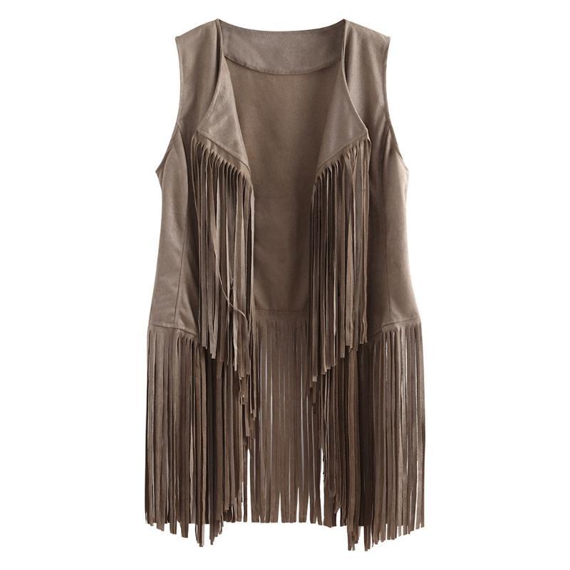 Grey Fringed Hippie Vest