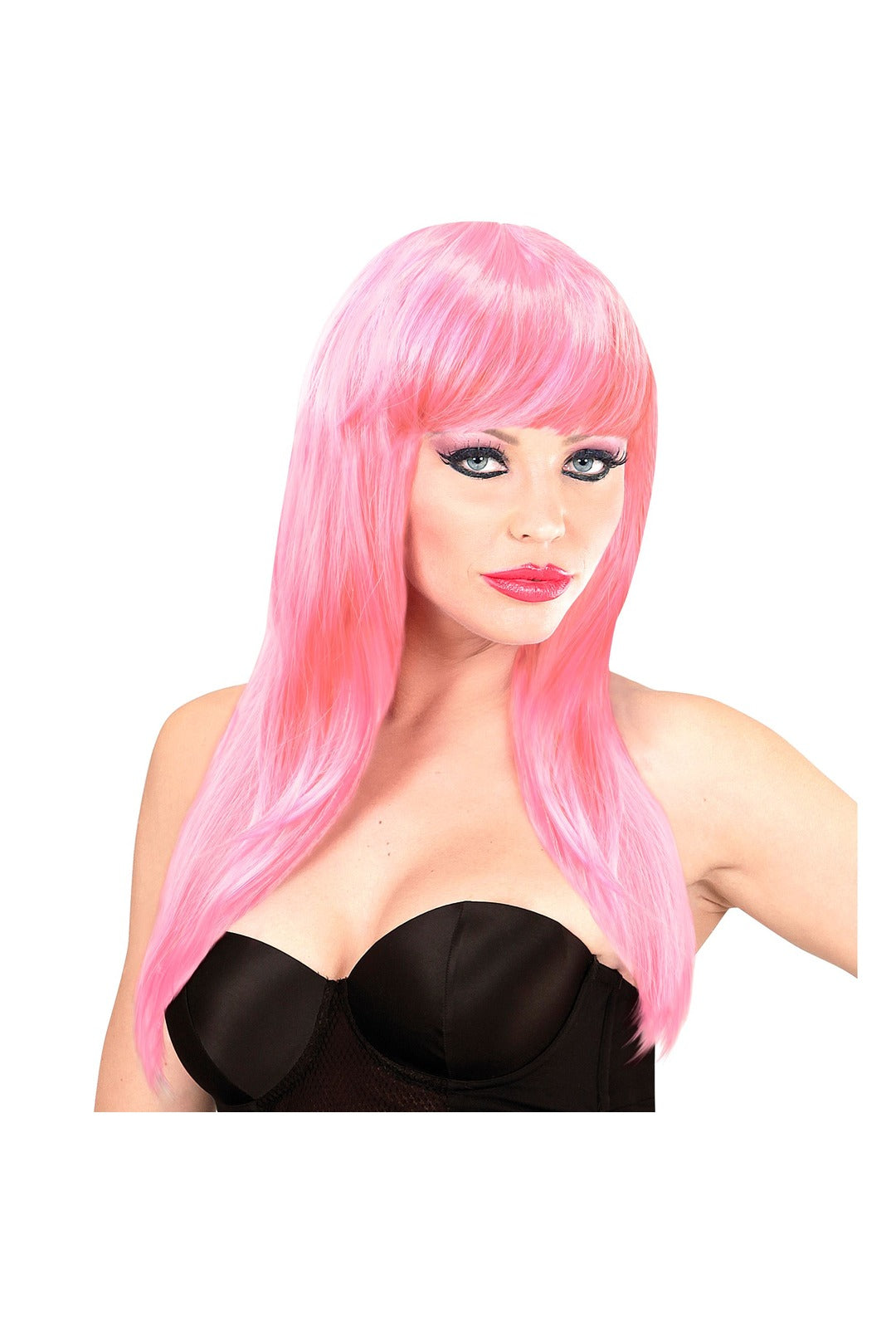 Soft Pink Straight Wig With Fringe